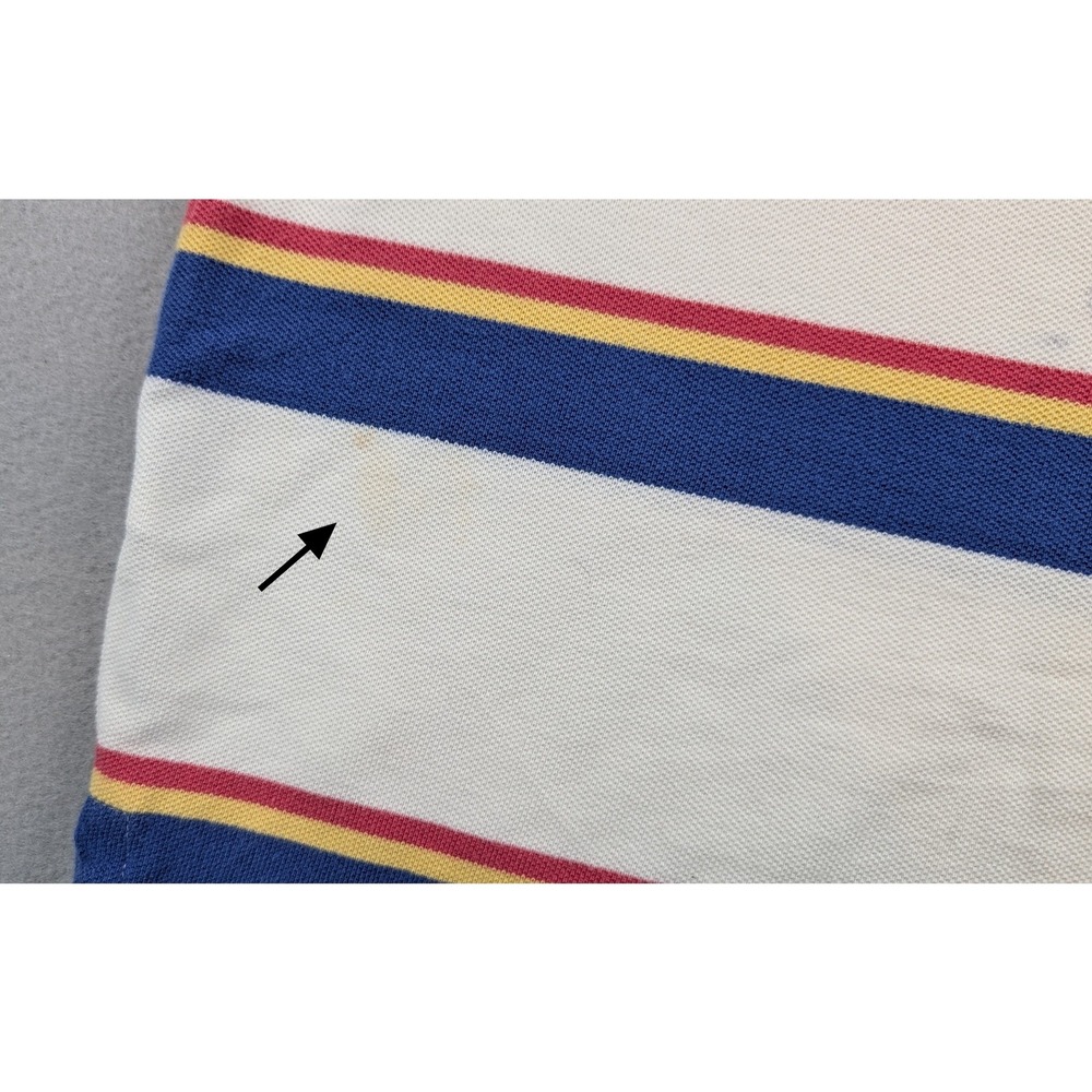 Polo Ralph Lauren Mens Custom Fit Striped Polo Shirt White Blue Red Yellow M - Picture 8 of 9